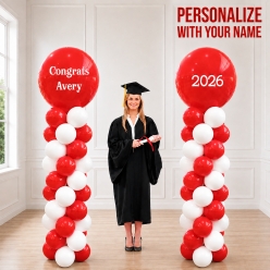 Grad Red 2026 PERSONALIZED Airfill Double Balloon Column Set